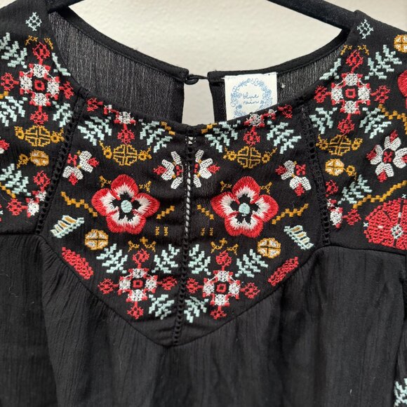 Black embroidered long sleeve  babydoll dress from Blue Rain XS - Picture 6 of 7